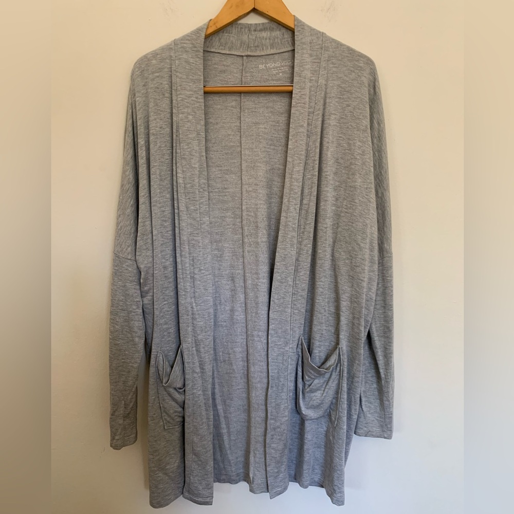 Beyond Yoga Duster Cardigan Open Front Gray Long Sleeve Soft M